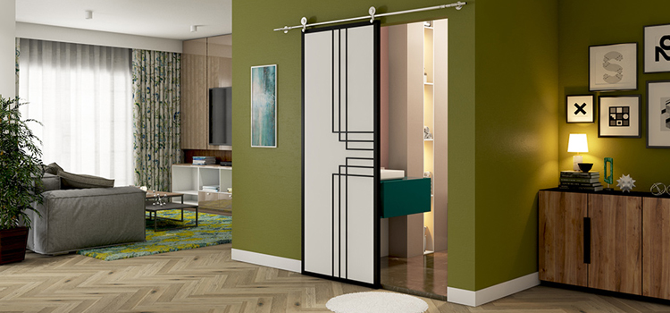 sliding bathroom door installation in Corcoran